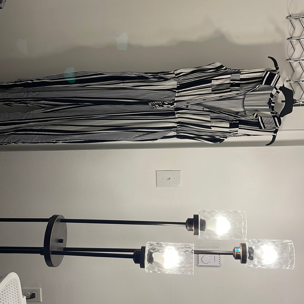 Black and white striped jumpsuit